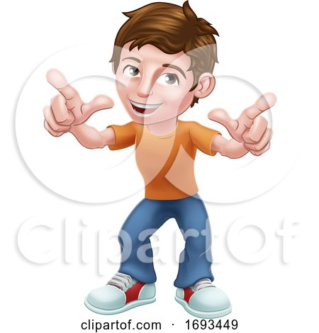 Boy Child Cartoon Character Pointing by AtStockIllustration