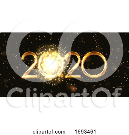 Happy New Year Banner with Firework Design by KJ Pargeter