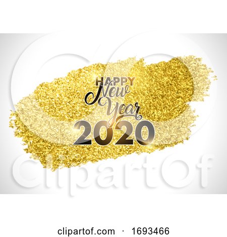 Gold Glitter Streak Happy New Year Design by KJ Pargeter