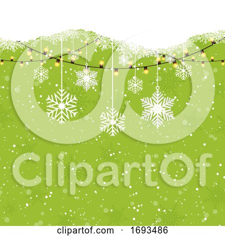 Christmas Background with Hanging Snowflakes by KJ Pargeter