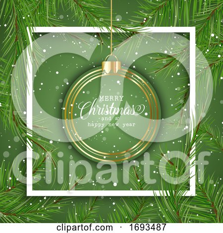 Christmas Background with Hanging Bauble by KJ Pargeter