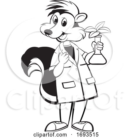Scientist Skunk Holding a Plant in a Flask by Lal Perera