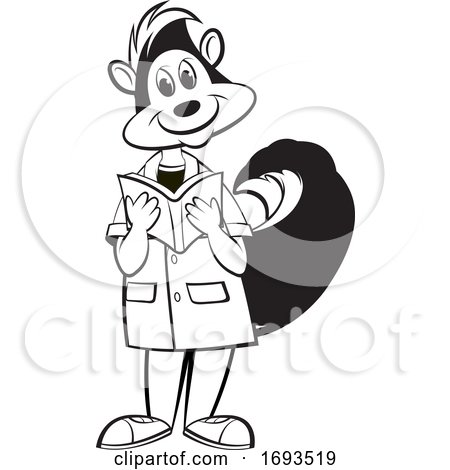 Scientist Skunk Reading a Book by Lal Perera