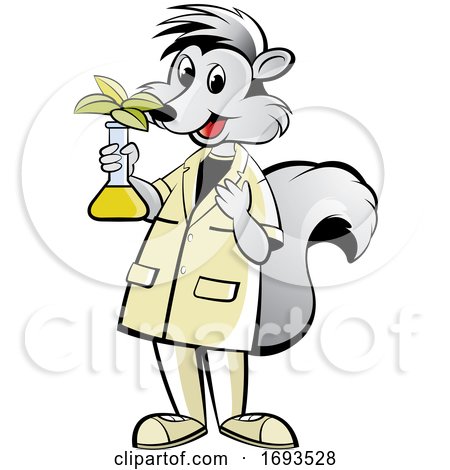 Scientist Skunk Holding a Plant in a Flask by Lal Perera