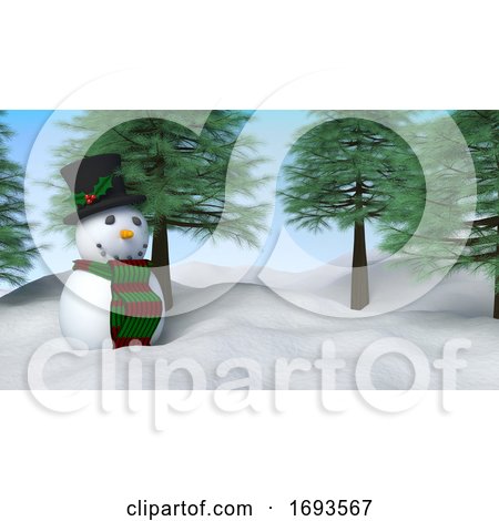 3D Christmas Winter Landscape by KJ Pargeter