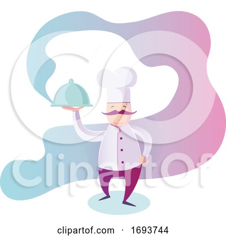 Male Chef Holding a Steaming Cloche Platter by Domenico Condello