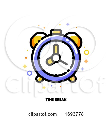 Icon of Alarm Clock for Time Management or Work Efficiency Concept. Flat Filled Outline Style. Pixel Perfect 64x64. Editable Stroke by elena