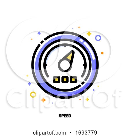 Icon of High Speed Performance with Speedometer for Time Management or Work Efficiency Concept. Flat Filled Outline Style. Pixel Perfect 64x64. Editable Stroke by elena