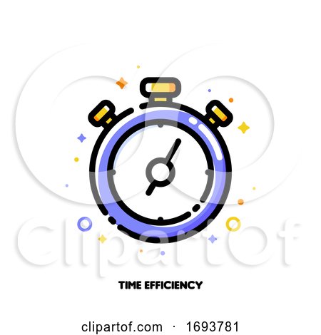 Icon of Stopwatch Chronometer for Time Management or Work Efficiency Concept. Flat Filled Outline Style. Pixel Perfect 64x64. Editable Stroke by elena