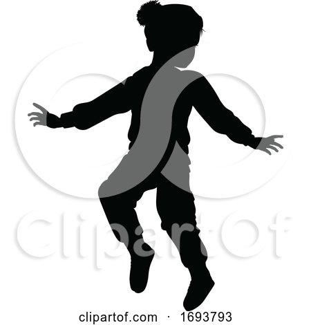 Silhouette Child Kid in Christmas Winter Clothing by AtStockIllustration