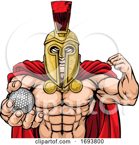 Spartan Trojan Golf Sports Mascot by AtStockIllustration