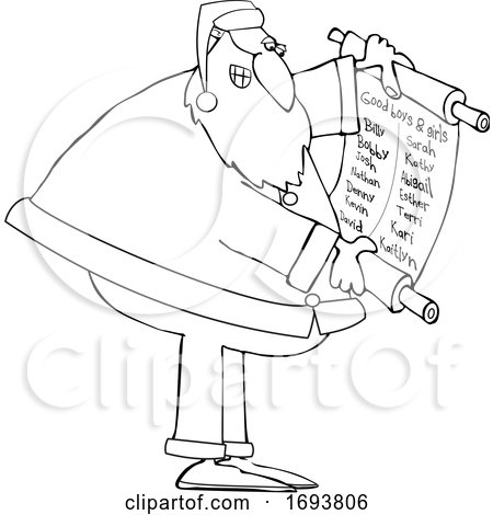 Cartoon Santa Claus Reading a Good List by djart