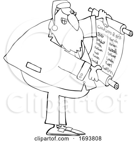Cartoon Rabbi Santa Claus Reading a Good List by djart