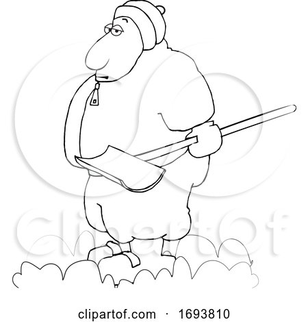 Cartoon Chubby Guy Holding a Snow Shovel by djart