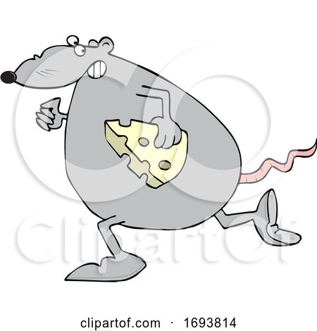 Cartoon Fat Rat Stealing Cheese by djart
