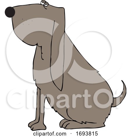 Cartoon Sitting Bloodhound Dog by djart