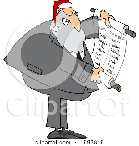 Cartoon Rabbi Santa Claus Reading a Good List by djart