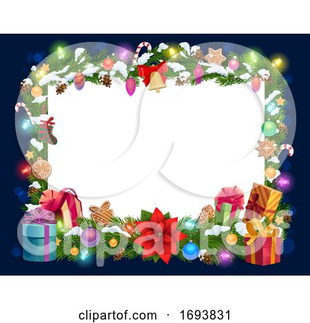 Christmas Decorations Frame, Blank Paper Template by Vector Tradition SM