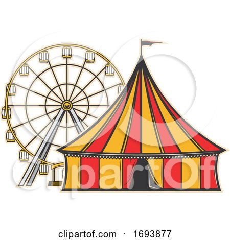 Cirucs Big Top Tent and Ferris Wheel by Vector Tradition SM