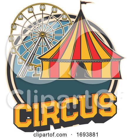 Cirucs Big Top Tent and Ferris Wheel by Vector Tradition SM
