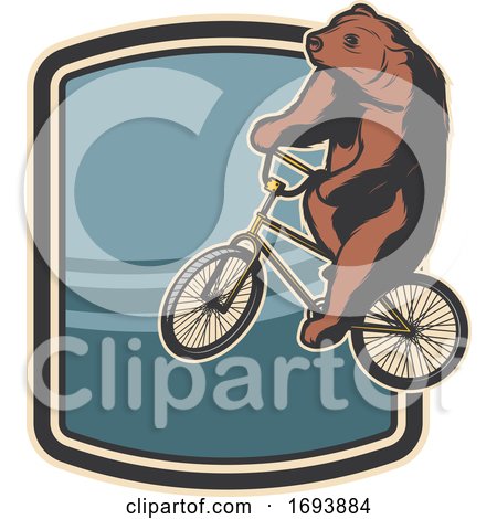 Trained Circus Bear Riding a Bicycle by Vector Tradition SM