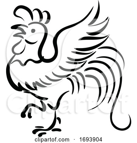 Calligraphy Styled Chinese Zodiac Rooster by Vector Tradition SM