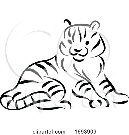 Calligraphy Styled Chinese Zodiac Tiger by Vector Tradition SM