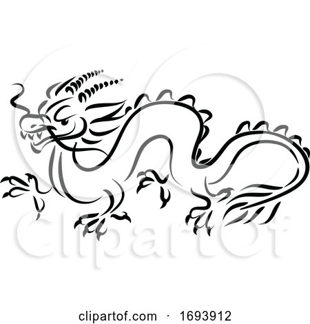 Calligraphy Styled Chinese Zodiac Dragon by Vector Tradition SM