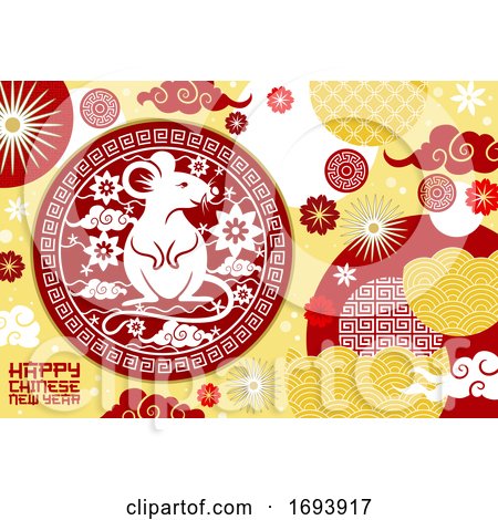 Zodiac Rat or Mouse Animal, Chinese Lunar New Year by Vector Tradition SM