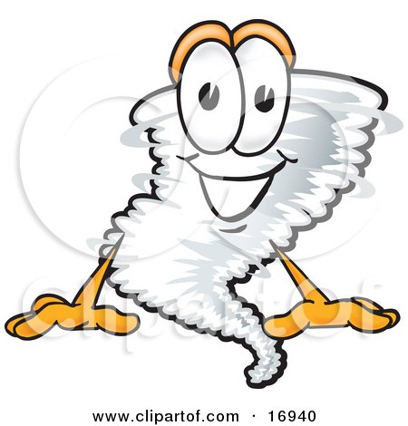 Clipart Picture of a Tornado Mascot Cartoon Character Sitting by Mascot Junction