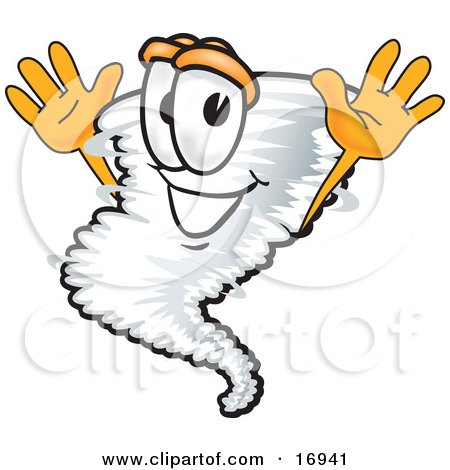 Clipart Picture of a Tornado Mascot Cartoon Character Jumping by Mascot Junction