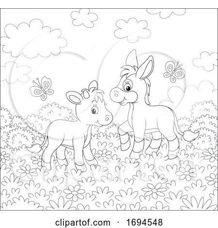 Baby Donkey and Cow by Alex Bannykh
