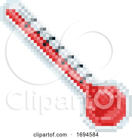 Hot Thermometer Pixel Art Icon by AtStockIllustration