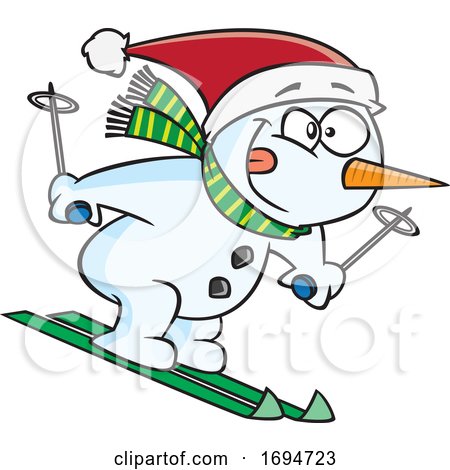 Cartoon Skiing Snowman by toonaday