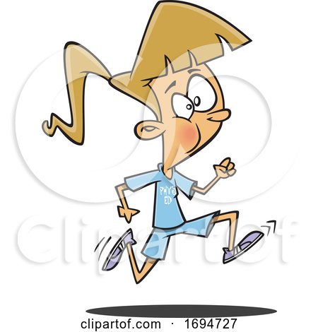 Cartoon Girl Running in Physical Education Class by toonaday