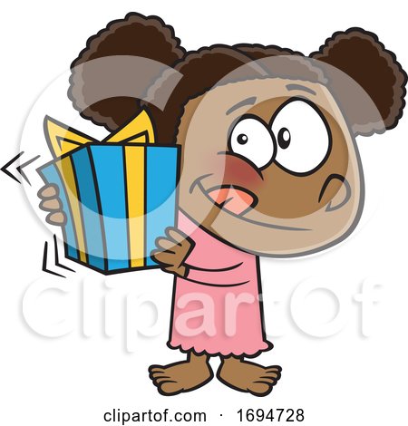 Cartoon Girl Shaking a Gift by toonaday