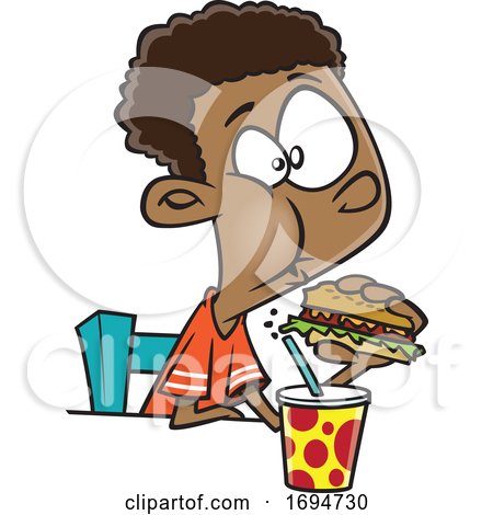 Cartoon Boy Eating a Burger by toonaday
