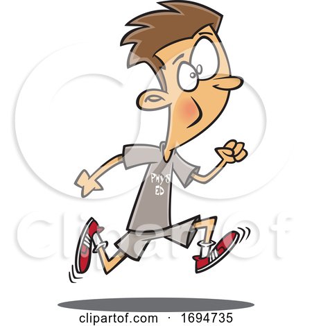 Cartoon Boy Running in Physical Education Class by toonaday
