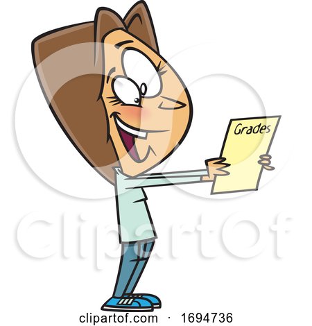 Cartoon Woman Holding a Report Card by toonaday