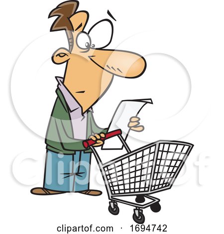 Cartoon Man Reading a Shopping List by toonaday