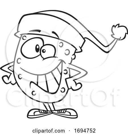 Cartoon Black and White Grinning Christmas Pickle by toonaday
