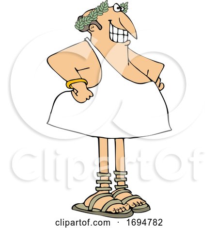 Cartoon Grinning Man in a Toga and Olive Branch by djart