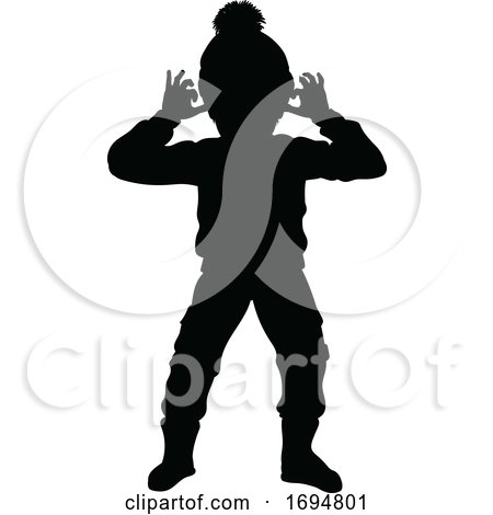 Silhouette Kid Child in Winter Christmas Clothing by AtStockIllustration