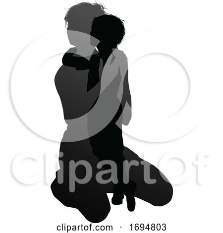 Mother and Child Family Silhouette by AtStockIllustration