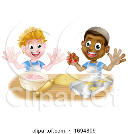 Cartoon Boy Chefs or Bakers by AtStockIllustration