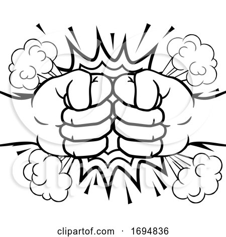 Fist Bump Explosion Hands Punch Cartoon by AtStockIllustration