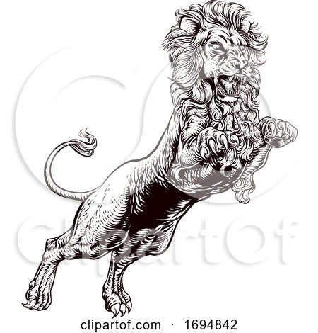 Lion Attacking Illustration by AtStockIllustration