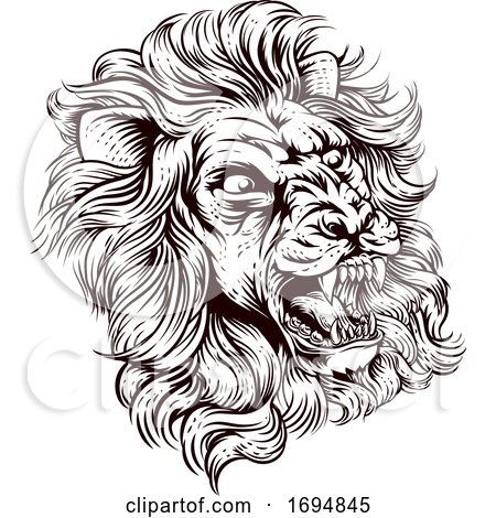 Lion Roaring Illustration by AtStockIllustration