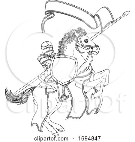 Medieval Joust Knight on Horse by AtStockIllustration