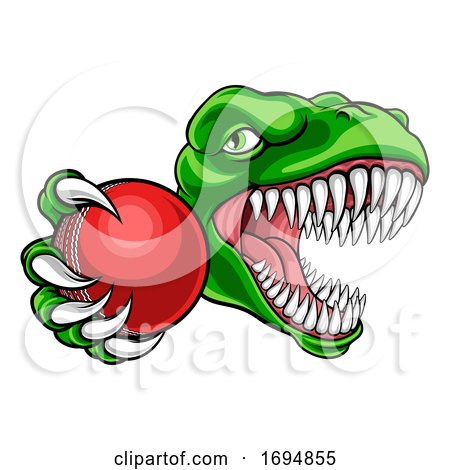 Dinosaur Cricket Player Animal Sports Mascot by AtStockIllustration